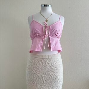 handmade pink dainty open front camisole